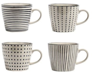 Tasse à thé ou café céramique motifs rayures et po
