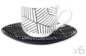 Tasse café noir et blanc à motifs chevrons 10cl - lot Tasse café noir et blanc à