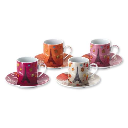 Tasses à café en porcelaine décor Paris 15cl - Cof