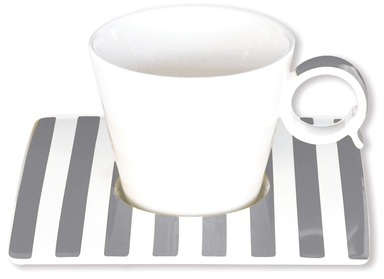 Tasse à café gris en porcelaine 12cl - Lot de 6