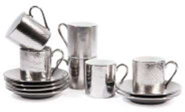 Coffret 6 tasses à café avec soucoupes en porcelai
