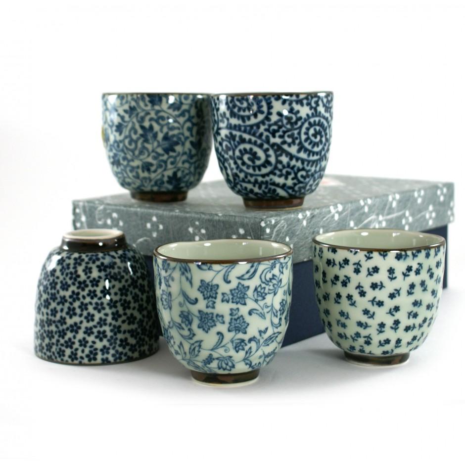 Set de 5 tasses à café bleues japonaises à the CMR