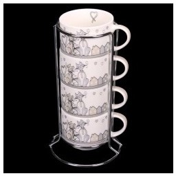 Set de 4 tasses à espresso sur colonne Famille de