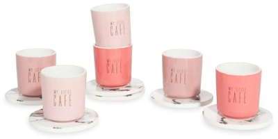 Coffret 6 tasses et soucoupes à café en porcelaine
