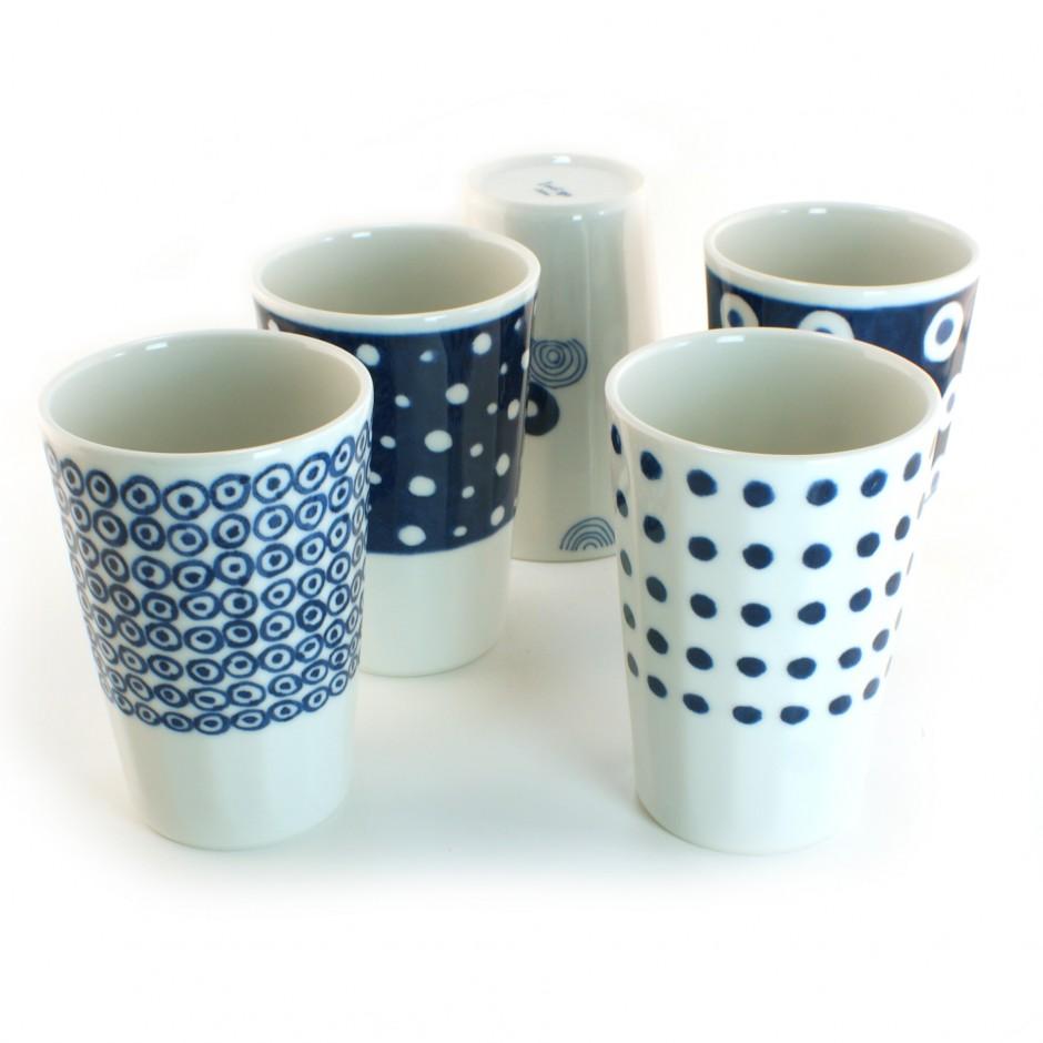 Set de 5 mazagrans japonais collection indigo 16M1