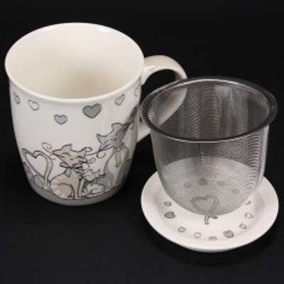 Tisanière porcelaine Famille de chats 325 ml