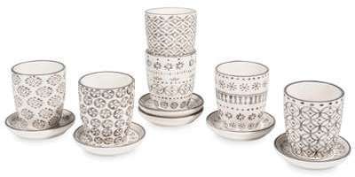 Coffret 6 tasses et soucoupes en faïence SLOW HOME