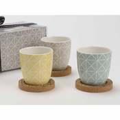 Coffret de 6 tasses 3 modèles assortis en porcelai