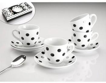 Coffret 4 Tasses à café bicolore blanc noir Dalmatien Coffret 4 Tasses à café bicolore