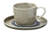 Tasse et soucoupe en porcelaine gris D.16cm Lot de