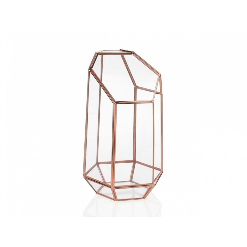 Terrarium verre et cuivre géométrique