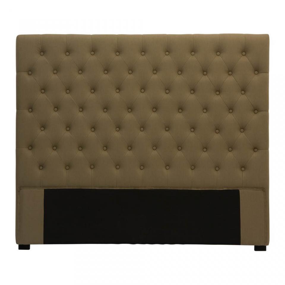 Tête de lit capitonnée 180 cm lin taupe Chesterfie