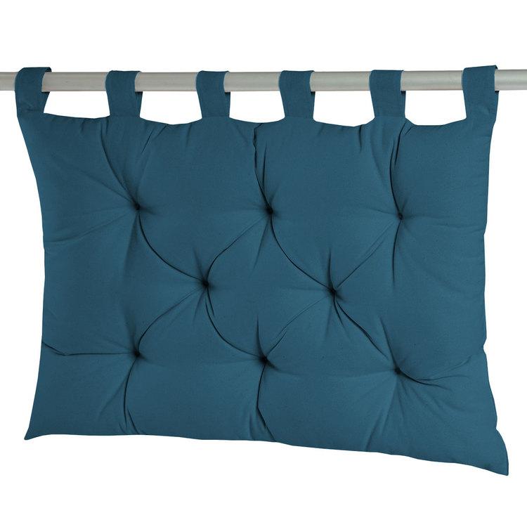 Coussin tête de lit à passants 8 capitons uni 100 coton Coussin tête de lit à passants