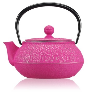 Théière fonte Sakura 0,55L fuchsia argenté