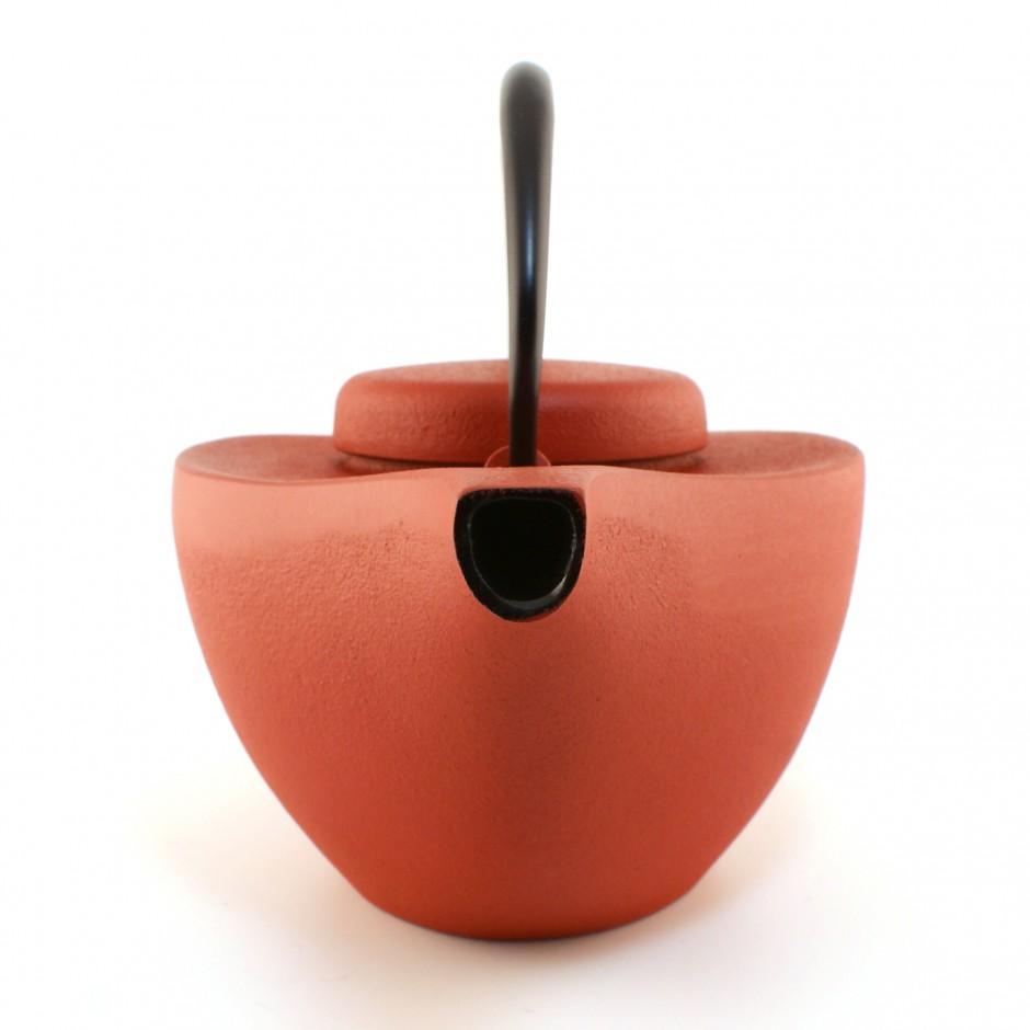 Théière japonaise rouge en fonte Iwachu, HIKIFUNE