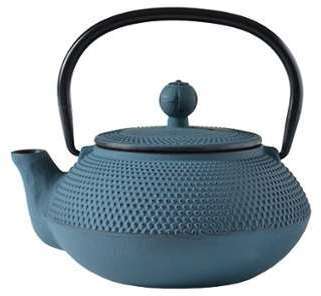 Théière en fonte avec filtre - 0 6 L - Bleue Théière en fonte avec filtre