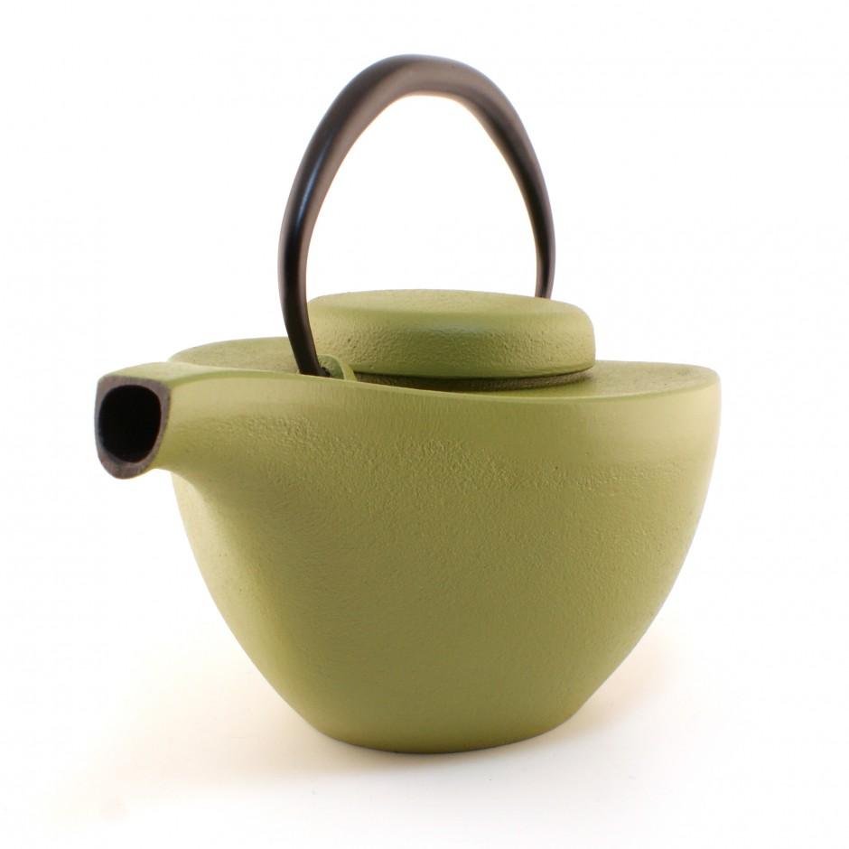 Théière japonaise verte en fonte Iwachu, HIKIFUNE