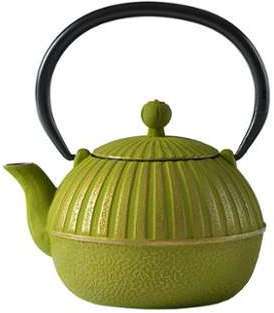 Théière en fonte avec filtre - 0 5 L - Verte et dorée Théière en fonte avec filtre