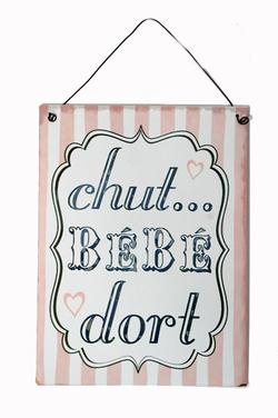 Plaque metal bebe dort fille