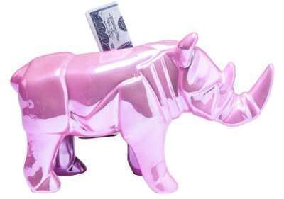 Tirelire design en grès laqué Rhinocéros 26 cm