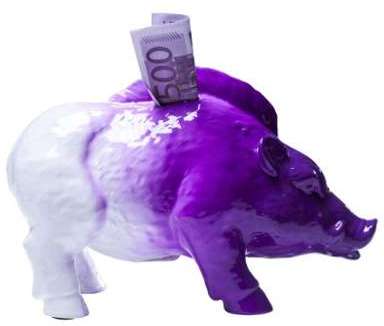 Tirelire design en faïence violet Cochon 20 cm