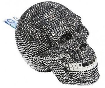 Tirelire tête de mort Cristal argent