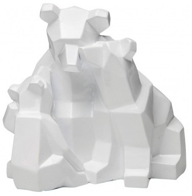 Tirelire design en polyrésine blanc Ours 21 cm