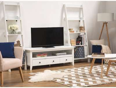 Meuble TV blanc à 3 tiroirs Berkeley Meuble TV blanc à 3 tiroirs