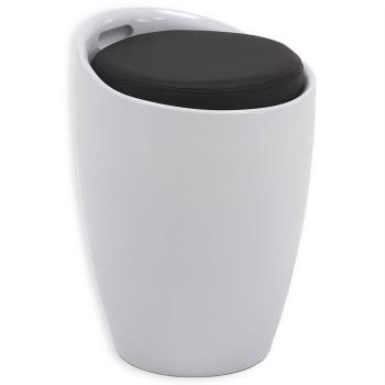 Tabouret coffre de rangement DANIEL blanc noir Tabouret coffre de rangement