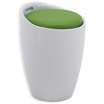 Tabouret coffre de rangement DANIEL, blanc/vert