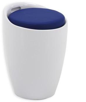 Tabouret coffre de rangement DANIEL blanc bleu Tabouret coffre de rangement