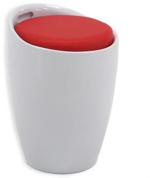 Tabouret coffre de rangement DANIEL blanc rouge Tabouret coffre de rangement