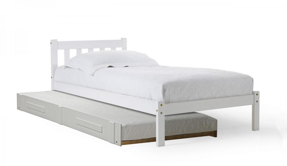 Tiroir-Lit 90x160 cm en pin massif coloris Blanc L