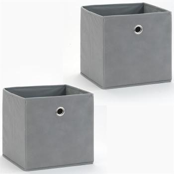 Lot de 2 tiroirs en tissu ELA gris Lot de 2 tiroirs en tissu