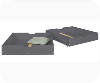 Tiroirs de Rangement Gris Anthracite pour Lit Enfa