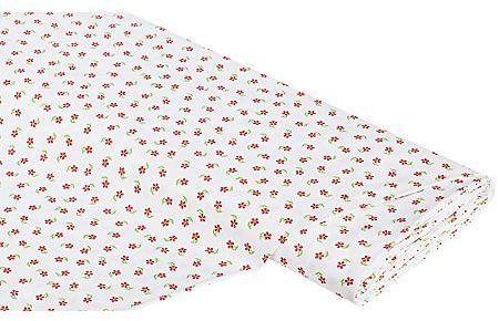 Tissu coton fleurs mini , blanc/rouge