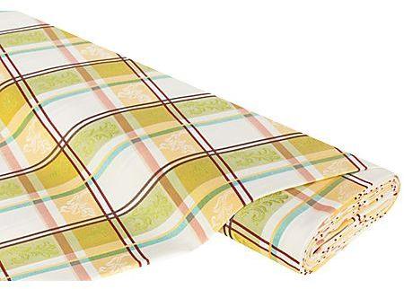 Tissu jacquard carreaux , jaune/vert
