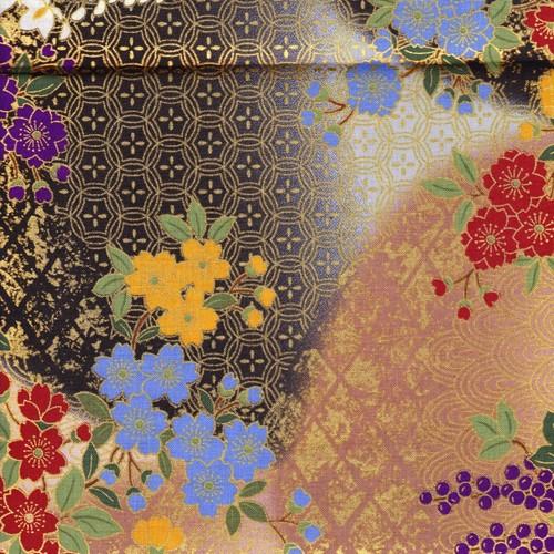 Tissu japonais noir et ocre