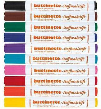 Buttinette Set de feutres pour tissus, 10 feutres