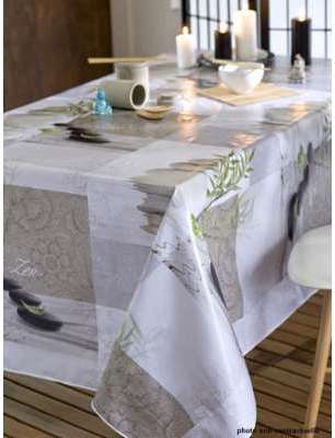 Nappe en toile cirée ronde 140 cm ZENITUDE BEIGE