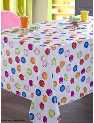 Nappe en toile cirée ronde 140 cm AQUABULLES MULTI