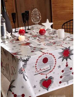 Nappe en toile cirée ronde 140 cm CHRISTMAS NOEL
