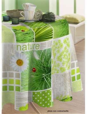 Nappe en toile cirée ronde 140 cm DETENTE VERT
