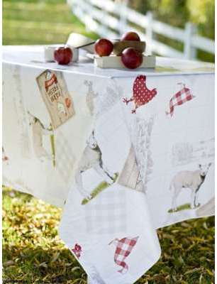 Nappe en toile cirée ronde 140 cm FARM FRESH ROUGE