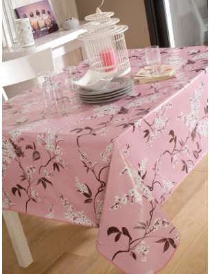 Nappe en toile cirée ronde 140 cm Cali rose