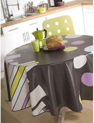 Nappe en toile cirée au mètrage modèle FUN ANTHRACITE Nappe en toile cirée au mètrage