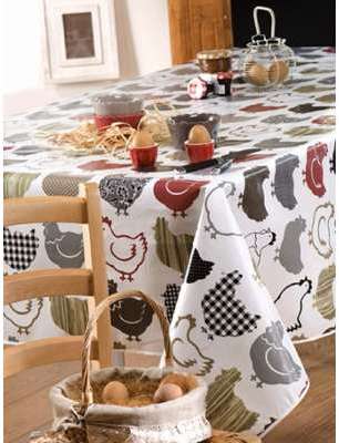 Nappe en toile cirée au mètrage modèle POULE FASHION Nappe en toile cirée au mètrage