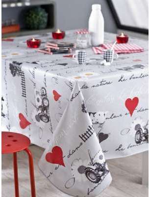 Nappe en toile cirée ø 140 cm BONHEUR GRIS