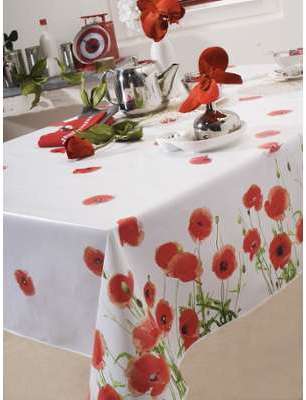 Nappe en toile cirée au mètrage modèle Coquelicot red Nappe en toile cirée au mètrage