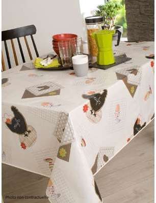 Nappe en toile cirée ovale 140x240 cm OEUF COCOTTES Nappe en toile cirée ovale